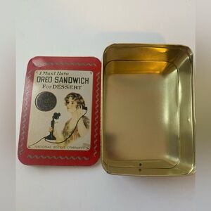Vintage Red and Gold Oreo Tin Box